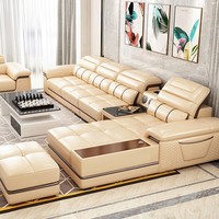 Canapés et Causeuses de Luxe Italiens pour la Maison, Lit-Canapé Moderne Relax Inclinable d'Angle en Cuir Véritable avec Rangement