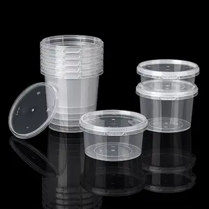 DG High Quality Round Disposable Plastic Take Away Food Container With Lid Microwave Tamper Evident Deli Cup