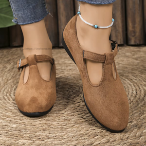 Zapatos de tacón de cuña de ante para mujer, talla grande, estilo británico, con punta hueca, sin cordones, novedad de otoño, venta al por mayor 43 - Product Image 3