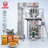 Machine d'emballage VFFS multi-têtes pour bonbons croustillants aux cacahuètes, type collier, avec ligne de remplissage et scellage automatique sous azote