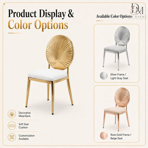 Chaise de banquet de mariage haut de gamme en acier inoxydable avec finition dorée et assise et dossier en cuir PU pour événements hôteliers - Product Image 4