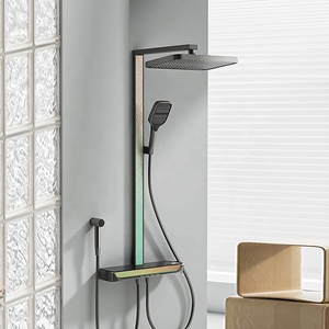 Factory Price New Brass Luxury Indoor Modern Digital Adjustable Rainfall <b>Shower</b> <b>System</b> Smart Bathroom <b>Shower</b> <b>System</b> Set for Home - Product Image 1