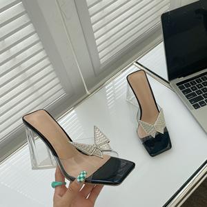 Donne pantofole sandali Casual <span class=keywords><strong>tacchi</strong></span> alti sandali <span class=keywords><strong>tacchi</strong></span> chiari 2021 moda fiocco <span class=keywords><strong>rosa</strong></span> estate pantofole <span class=keywords><strong>oro</strong></span> <span class=keywords><strong>tacchi</strong></span> pantofola - Product Image 6