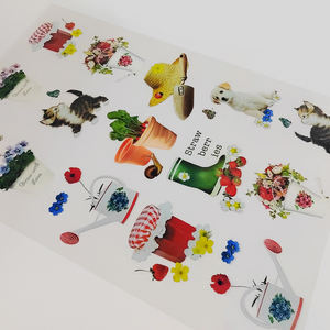 Impermeabile PVC resistente PET <span class=keywords><strong>natura</strong></span> fiori fiori simpatici cane gatto adesivi <span class=keywords><strong>murali</strong></span> per camera da letto soggiorno - Product Image 4