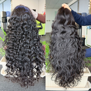 Venta al por mayor de extensiones de cabello natural 100% virgen de Vietnam, 200% de densidad, con cierre HD 2x6 y 6x6, color natural. - Product Image 2