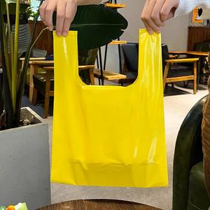 Petits sacs de t-shirt en plastique HDPE durables colorés poignée de gilet Solution d'emballage de pain de logo personnalisé pour les expositions de supermarchés - Product Image 3