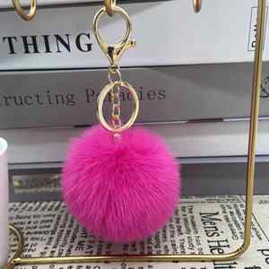 Wholesale Multicolor Cartoon Pompom Plush Car <b>Bag</b> Pendant Furry Fluffy Puff Ball 8cm Faux Rabbit Fur Ball Pom Pom Keychain - Product Image 5