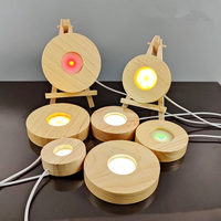 3d led cristal globe verre led lampe base en bois support veilleuse support pour laser gravé boule de cristal