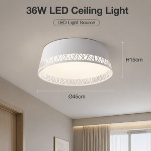 Plafonnier LED moderne à montage en surface, géométrique, 36W, en acrylique et fer, télécommande, variateur de lumière, tricolore, pour salon et chambre - Product Image 4
