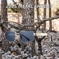 Gafas de Sol Polarizadas Cuadradas Retro Unisex, Metal Plateado, Doble Puente, Protección UV400, Duraderas, de Lujo para Exteriores