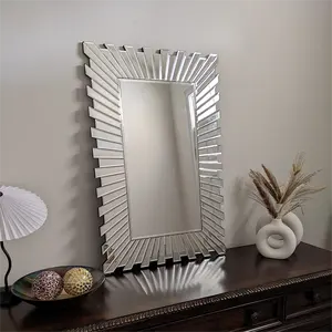 벽 장식용 대형 장식 거울 수평 또는 수직 디자인의 경 사진 가장자리가있는 욕실 벽 거울