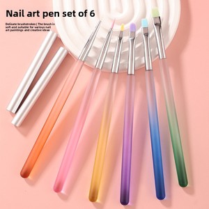 ชุดปากกาเพ้นท์เล็บแบบไล่สี 6 ชิ้น พร้อมแปรงสำหรับเพ้นท์ลายดอกไม้ด้วยเจลยูวี สำหรับตกแต่งเล็บ - Product Image 1