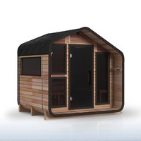 Cabina de Sauna Exterior de Madera Natural con Diseño Moderno, Ventanas de Vidrio Negro para Privacidad, 1 Año de Garantía, Compatible con OEM, Venta al Por Mayor