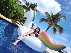 Grand siège gonflable d'équitation de licorne de tapis flottant de cheval à cornes blanc pour des adultes pour l'usage de l'eau - Product Image 6