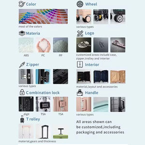 4 Pièces Valise de Voyage à Roulettes Cosmétique Portable en Plastique PP pour le Sport, avec Boîtier d'Embarquement de 16 Pouces, Légère/Polypropylène - Product Image 3