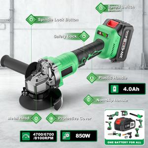 Herramienta Inalámbrica Angular de 20V, 8100 rpm, de Grado Industrial, con Batería, Incluye Disco de Pulir CA-20A-2, Sin Escobillas - Product Image 4