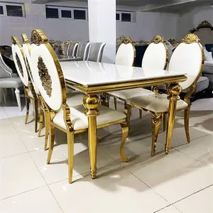 Mesas de boda de oro DIY de lujo ruso, sillas y mesas de banquete para eventos, mesa de fiesta de banquete de boda