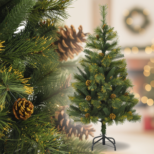 Sapin de Noël Artificiel Articulé 1,5 m Vert PVC PE Base Métallique Décoratif d'Intérieur Cônes de Pin - Product Image 2