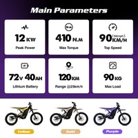 Moto électrique tout-terrain 79 Bike LYNX 12KW Peak Power, batterie lithium 72V 40Ah, nouveau style, adulte, tout-terrain