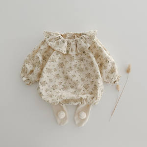 Mameluco de Algodón para Bebés Niñas con Estampado Floral de Manga Larga para Otoño, con Cierre de Botones a Presión, ODM - Product Image 4