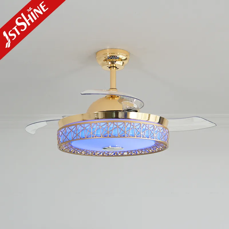 1stshine ışıklı tavan fanı ev modern dekoratif 42 inç HIFI ve RGB disko müzik tavan fanı gizli bıçaklar