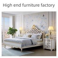 Mobilier de chambre à coucher en bois massif français Lit double Lit queen-size Hôtel Villas peut être personnalisé meubles usine directe