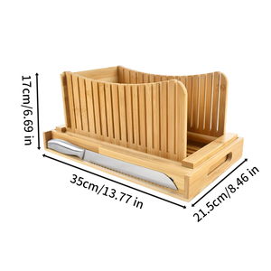 Guide <span class=keywords><strong>de</strong></span> découpe pliable en bambou pour <span class=keywords><strong>pain</strong></span> avec ensemble <span class=keywords><strong>de</strong></span> couteaux, 3 tailles d'épaisseur <span class=keywords><strong>de</strong></span> coupe pour <span class=keywords><strong>pain</strong></span> et gâteaux faits maison Pro - Product Image 3