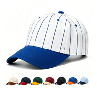 Gorra de béisbol estructurada con logotipo bordado personalizado, gorra de golf a rayas de dos tonos para hombre.