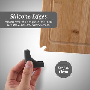 Ensemble de 3 planches à découper <span class=keywords><strong>en</strong></span> bambou biologique antidérapantes, gravables, certifiées FSC, pour la viande, les légumes et les fruits - Product Image 4