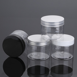 Transparent <b>Plastic</b> Jar 150ml Wide Mouth Cylinder Pet Cosmetic <b>Packaging</b> With Metal Cap For Cream Jewelry Sample Dispensing - Product Image 1