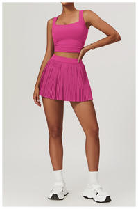 Ensemble jupe de tennis plissée taille haute pour femme avec poches latérales et veste courte – Tenue de sport deux pièces de haute qualité pour la gym et le fitness - Product Image 4