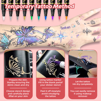 Usine de stylos à tatouage temporaires professionnels, 10 couleurs métalliques, sans danger pour la peau, imperméables, faciles à enlever, ensemble de marqueurs de tatouage pour enfants, bricolage
