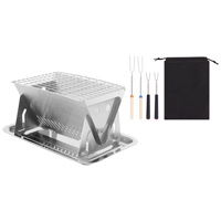 Réchaud de camping portable à bois avec fourchette de barbecue pour la randonnée en plein air, le camping, le pique-nique, réchaud à bois pliable