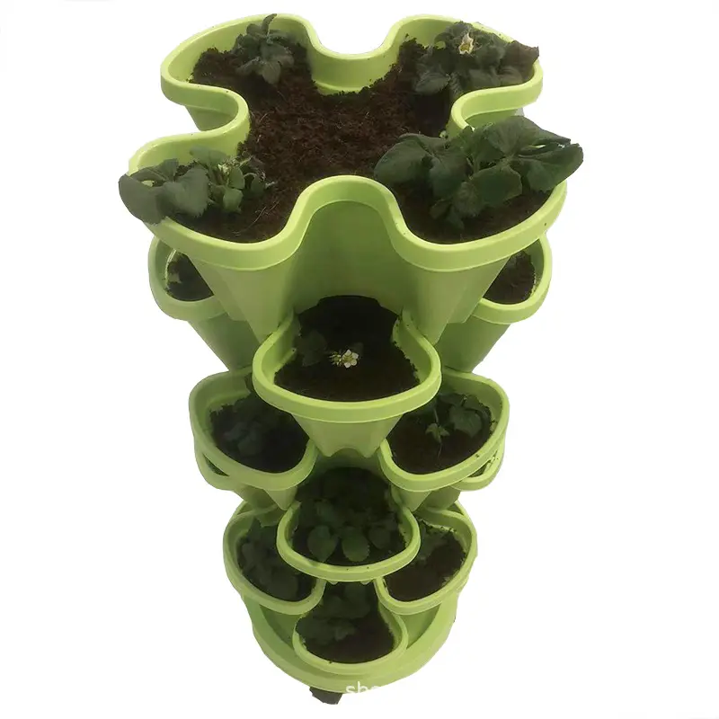 WXL333 Stackable Plastic Planter Garden Pots 4 Petals Indoor Outdoor Seedling Holder Strawberry Vegetable Flower Pot