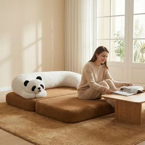 Sofá de Piso con Forma de <span class=keywords><strong>Panda</strong></span>, Espuma de Rápido Rebote, Tela de Peluche de Grado Comercial, Personalizable para Sala de Estar, Dormitorio y Espacio Infantil - Product Image 3