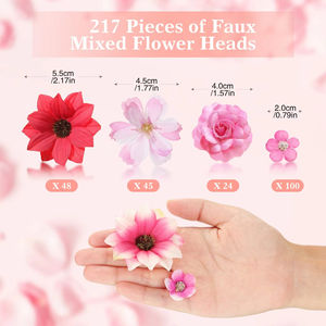 217 Uds Mini flores falsas para manualidades cabezas de flores falsas a granel artesanía Rosa Margarita seda Artificial Faux decoraciones flor para fiesta - Product Image 2