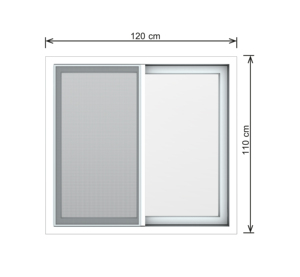 Fenêtre coulissante HOFFEN PRO 120x110 BLANCHE AVEC MÈCHE ANTIPARASITAIRE Fenêtre coulissante en PVC HOFFEN PRO 120x110 BLANCHE avec mèche anti-insectes - Product Image 3