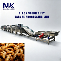 Productielijn voor het wassen, blancheren en koelen van BSF-larven, continu insectenlarvenverwerkingsapparatuur, aanpasbaar, CE & ISO gecertificeerd