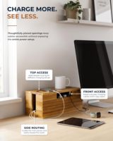 Grande boîte de rangement pour câbles en bois d'acacia, pour dissimuler les fils de télévision, d'ordinateur, de routeur et de concentrateur USB sous les bureaux ou les meubles multimédias