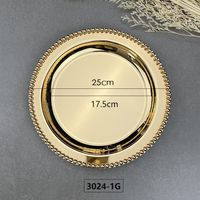 Plateau de service rond en métal doré de style classique, durable, pour mariage, restaurant, bar, 10 pièces