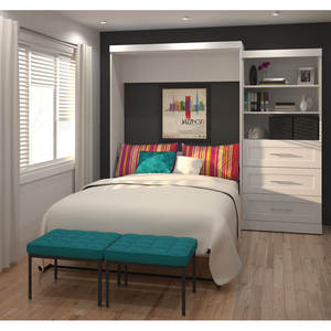 Ensemble de chambre à coucher sur mesure GIVANSSIE en bois de sapin, luxe moderne, avec lit intelligent, armoire et lit mural escamotable Murphy avec rangement, garantie 3 ans - Product Image 5