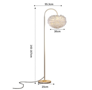 Lámpara de pie de altura ajustable moderna para decoración del hogar, lámpara de <span class=keywords><strong>plumas</strong></span> de lujo, lámpara de pie con Base de mármol para decoración para sala de estar - Product Image 6