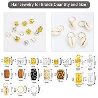 Perles pour cheveux en gros d'usine pour dreadlocks, boîte personnalisée en PVC, 133 pièces, bijoux capillaires, anneaux, coquillages et manchettes pour cheveux
