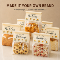 Sachet d'emballage scellé sur huit côtés pour boulangerie, biscuits, donuts, sandwichs, en kraft avec fenêtre, résistant à l'humidité, imprimé sur mesure, qualité alimentaire