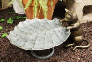 Bandeja de alimentación de bronce hecha a mano para gatos y pájaros, escultura de jardín de granja, estatuilla de gato antiguo, estatua de jardín decorativa - Product Image 3