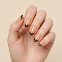 H6 Kaixin Faux ongles à presser courts forme amande, motif léopard marron corail, avec French manucure léopard marron, Fournitures pour ongles