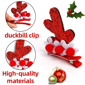 Nueva Horquilla Navideña para Niñas, Regalo Novedoso, Pinza para el Cabello con Orejas de Ciervo y Lazo - Product Image 6