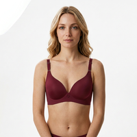 Soutien-gorge sans couture sans armatures pour femme, décolleté plongeant en V profond, bonnets moulés, couvrance totale, lingerie quotidienne respirante, bretelles réglables