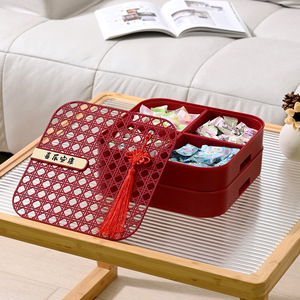 Wholesale Divided Red Charcuterie Snackle Box <b>Container</b> <b>Snack</b> <b>Containers</b> with Lid & Chinese Knot for Party Travel - Product Image 3