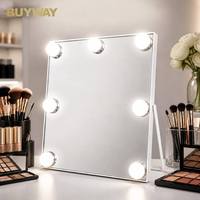 Miroir de Maquillage LED à 7 Ampoules avec Bluetooth, Musique, Intensité Réglable, Tactile, pour Chambre à Coucher, Coiffeuse, Cadeau pour Blogueuses de Beauté, Vente en Gros